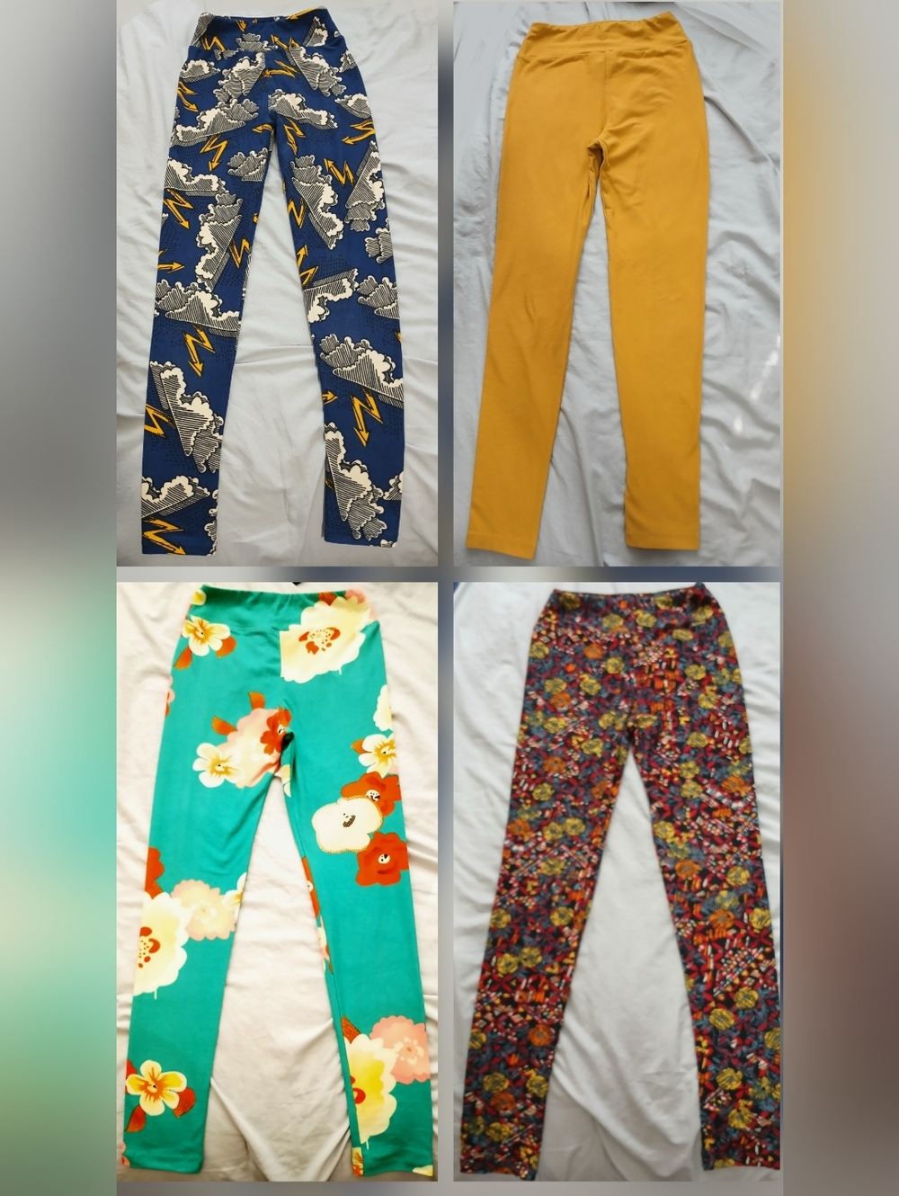Girl's | Lot of 4 | Leggings (3-vibrant colors and 1-solid Color)